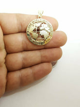 Load image into Gallery viewer, 10k yellow gold round globe planet earth world map pendant fine gift 1.34" 4.5g
