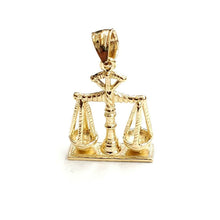 Load image into Gallery viewer, 14k yellow Gold 3D libra zodiac sign Pendant scale charm fine gift jewelry 4.4g
