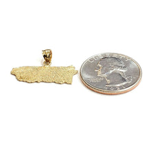 Load image into Gallery viewer, New 14k yellow gold Puerto Rico outline map pendant charm fine gift jewelry 2g

