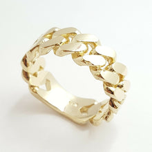 Load image into Gallery viewer, 14K solid Yellow Gold Cuban link Ring Band fine gift jewelry 9.3g 7.6MM size 9.5
