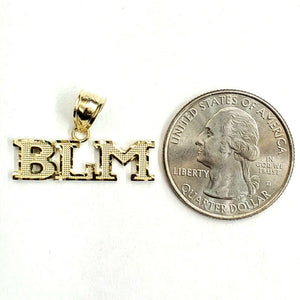 New 10k yellow gold BLM black lives matter pendant charm fine gift unisex 1.6g