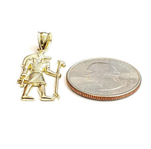 Load image into Gallery viewer, 10k yellow Gold Egypt jackal god Anubis holding Ankh Pendant fine jewelry 1.6g
