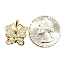 Load image into Gallery viewer, New 14k yellow Gold butterfly Pendant charm filigree gift fine jewelry 1.1g
