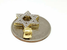 Load image into Gallery viewer, 14k yellow gold star of David Israel pendant cubic zirconia fine jewelry 1.7g
