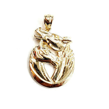 Load image into Gallery viewer, 14k yellow Gold Double Horse Head animal Pendant charm Love fine jewelry 3.1g
