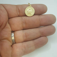 Load image into Gallery viewer, 14k solid yellow gold round saint Joseph pendant fine religious jewelry 0.60" 2g
