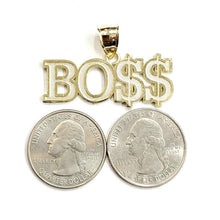 Load image into Gallery viewer, New 10k yellow Gold Boss dollar sign word Pendant charm fine gift jewelry 4.2g
