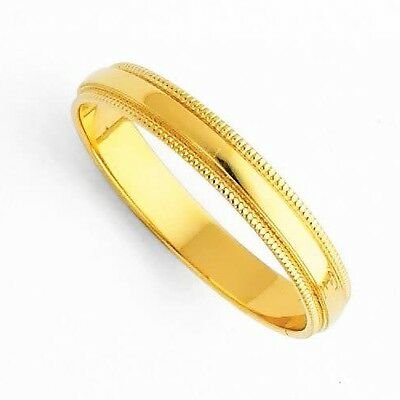 Men's Women's Solid 14K Yellow Gold Milgrain Wedding Ring Band 3MM Size 13