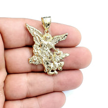 Load image into Gallery viewer, New 10k yellow gold saint Michael pendant charm fine religious gift jewelry 5.4g
