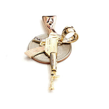 Load image into Gallery viewer, 14k multi color Gold AK-47 machine gun military rifle Pendant charm  gift 3.9g
