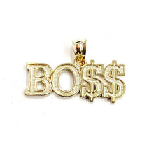 Load image into Gallery viewer, New 10k yellow Gold Boss dollar sign word Pendant charm fine gift jewelry 2.1g
