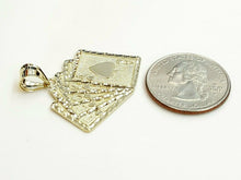 Load image into Gallery viewer, 10k yellow solid Gold playing card Pendant charm casino fine jewelry unisex 3.3g
