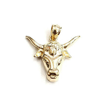 Load image into Gallery viewer, New 14k yellow Gold taurus bull head zodiac Pendant charm fine gift jewelry 3.7g
