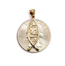 Load image into Gallery viewer, 14k yellow gold Ichthus Fish Jesus pendant charm religious fine jewelry 1.1g
