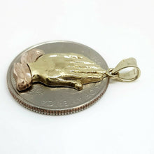 Load image into Gallery viewer, New 14k 2 tone gold praying hands pendant charm religious gift fine jewelry 1.9g
