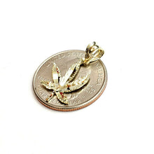 Load image into Gallery viewer, 10k yellow gold marijuana leaf weed pendant charm fine gift medical jewelry 0.9g
