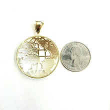 Load image into Gallery viewer, 10k yellow gold round globe planet earth world map pendant jewelry 1.34" 5g
