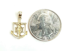 Load image into Gallery viewer, New 14k yellow Gold tiny Jesus anchor and wheel Pendant fine gift jewelry 0.7g
