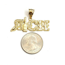 Load image into Gallery viewer, New 10k yellow Gold RICH word Pendant charm diamond cut fine jewelry 4.4g
