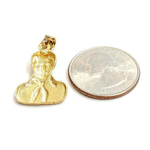 Load image into Gallery viewer, 14k yellow gold Jesus Malverde Narco saint Sinaloa pendant charm fine gift 2.2g
