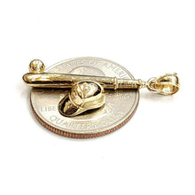 Load image into Gallery viewer, 14k yellow Gold baseball bat hat Pendant charm sport game fine jewelry gift 3.8g
