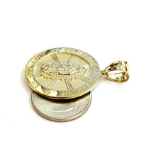 Load image into Gallery viewer, 10k yellow gold round virgin mary Guadalupe religious Pendant fine gift 1.25" 6g
