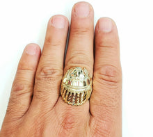 Load image into Gallery viewer, 10k yellow gold native american Indian chief head men&#39;s Ring diamond cut Size 10
