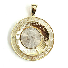 Load image into Gallery viewer, 10k yellow gold round globe planet earth world map pendant fine gift 1.94" 10.4g
