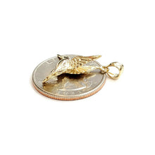 Load image into Gallery viewer, New 14k yellow Gold solid 3D Hummingbird Pendant charm gift fine jewelry 2g
