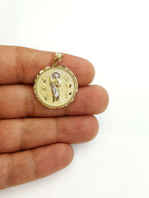 Load image into Gallery viewer, New 14k two tone gold round saint Jude juda pendant charm religious jewelry 3.7g
