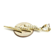 Load image into Gallery viewer, 10k yellow gold lightning bolt pendant charm fine gift jewelry diamond cut 2.4g
