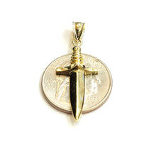 Load image into Gallery viewer, New 10k yellow Gold dagger knife Pendant charm Unisex Gift fine jewelry 2.2g
