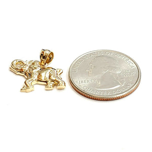 14k yellow Gold elephant Pendant charm unisex fine gift good luck jewelry 1.4g