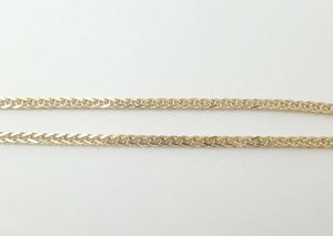 New 14K Yellow Gold 1.4mm Square Spiga Wheat Chain Necklace fine gift 4.1g 18"