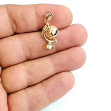 Load image into Gallery viewer, New 14k yellow gold 3D SPINNING round globe planet earth world map pendant 1.5g

