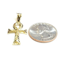 Load image into Gallery viewer, 10k yellow gold Egyptian ankh cross pendant charm fine religious jewelry 1.6g

