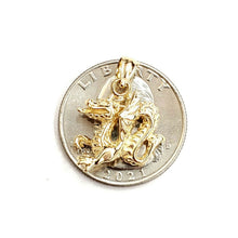 Load image into Gallery viewer, 14k yellow Gold 3D winged dragon Pendant charm solid gift fine jewelry 4.2g
