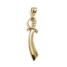 Load image into Gallery viewer, New 14k yellow Gold solid sword Machete Pendant charm gift fine jewelry 3.2g
