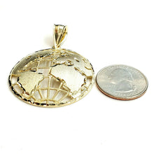 Load image into Gallery viewer, New 10k yellow gold round globe planet earth world map pendant jewelry 1.61" 9g

