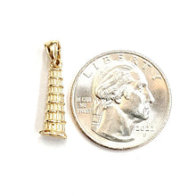 Load image into Gallery viewer, 14K Yellow Gold 3D Famous Leaning Tower of Pisa Charm Pendant Fine Jewelry 2.3g
