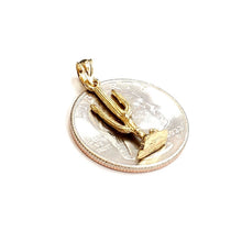 Load image into Gallery viewer, New 14k yellow solid Gold 3D saguaro cactus Pendant charm gift fine jewelry 1.4g

