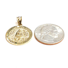 Load image into Gallery viewer, 10k yellow gold round virgin Caridad del Cobre pendant fine jewelry 0.86" 2.5g
