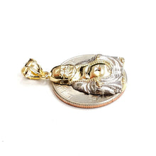 Load image into Gallery viewer, 10k two tone gold buddha Buda Buddah pendant charm religious fine jewelry 2.5g
