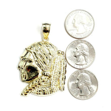 Load image into Gallery viewer, New 10k solid yellow Gold Chief face head Pendant diamond cut fine jewelry 13.5g
