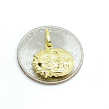 Load image into Gallery viewer, New 14k yellow gold 3D hollow sun moon eclipse pendant astronomy fine gift 1.3g
