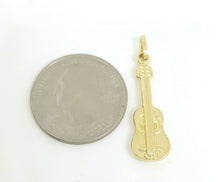 Load image into Gallery viewer, New 14k yellow Gold hollow guitar music Pendant charm 3D fine gift jewelry 1.4g
