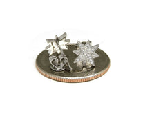 Load image into Gallery viewer, New 14k white Gold 0.11Ct Round Diamond star stud Earrings Push Back Fastening
