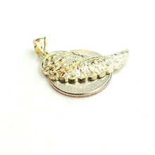 Load image into Gallery viewer, 10k Yellow Gold Single Angel Wing Pendant Diamond Cut Unisex fine jewelry 2.6g
