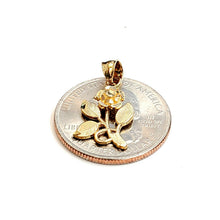 Load image into Gallery viewer, New 14k yellow solid Gold rose flower Pendant charm love fine gift jewelry 1.4g
