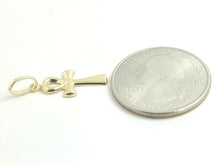 Load image into Gallery viewer, 14k yellow gold tiny Egyptian ankh cross pendant charm religious jewelry 0.5g
